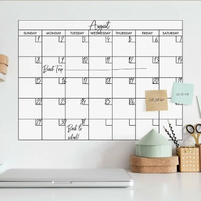 Basics Dry Erase Calendar Peel And Stick Giant Wall Decal Black - RoomMates 1 Basics Dry Erase Calendar Peel And Stick Giant Wall Decal Black - RoomMates