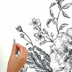 Peony Peel And Stick Giant Wall Decal Black/White - RoomMates -Roommates Décor Outlet Store GUEST 40076697 28cb 4f23 aca5 77bb137dfe15