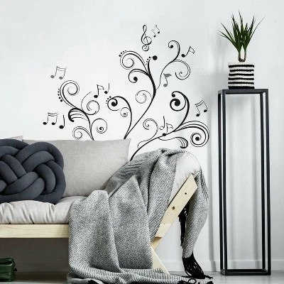Music Note Scroll Peel And Stick Wall Decal Black - RoomMates 2 Music Note Scroll Peel And Stick Wall Decal Black - RoomMates - Image 2