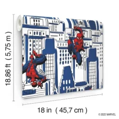 Spider-Man Cityscape Peel And Stick Wallpaper Red/Blue/Gray - RoomMates -Roommates Décor Outlet Store GUEST 619624c6 89cf 46a9 ba3f 09e2af8af588