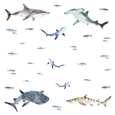 Sharks Peel And Stick Wall Decal - RoomMates 1 Sharks Peel And Stick Wall Decal - RoomMates