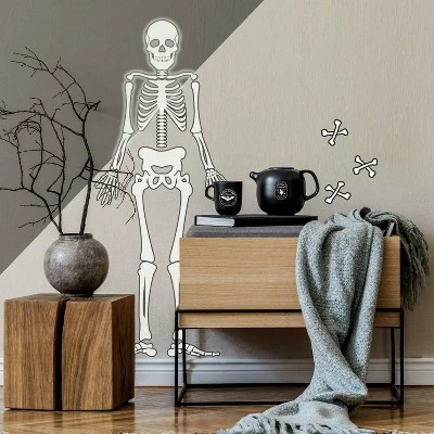 Skeleton Glow In The Dark Peel And Stick Giant Wall Decal White/Black - RoomMates 2 Skeleton Glow In The Dark Peel And Stick Giant Wall Decal White/Black - RoomMates - Image 2