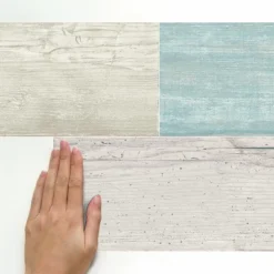 Roommates Décor Outlet Store 10 RoomMates Distressed Barn Wood Plank Peel And Stick Wallpaper Blue