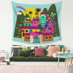 Encanto Casa Madrigal Tapestry Black/Pink/Blue - RoomMates -Roommates Décor Outlet Store GUEST 8b6a90d7 7b0c 4a18 9e01 0ff41edfd561