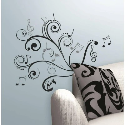 Music Note Scroll Peel And Stick Wall Decal Black - RoomMates 3 Music Note Scroll Peel And Stick Wall Decal Black - RoomMates - Image 3