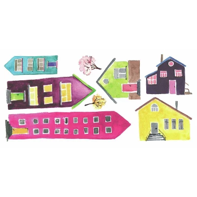 RoomMates Watercolor Village Peel And Stick Wall Decal 2 RoomMates Watercolor Village Peel And Stick Wall Decal - Image 2