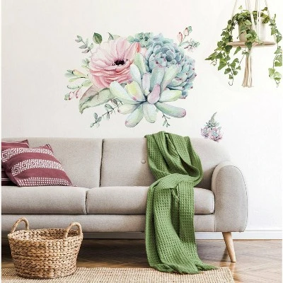Floral Succulents Peel And Stick Giant Wall Decal - RoomMates 2 Floral Succulents Peel And Stick Giant Wall Decal - RoomMates - Image 2