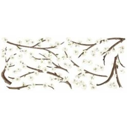 Roommates Décor Outlet Store 12 Blossom Branch Peel And Stick Giant Wall Decal With Flower Embellishments White - RoomMates