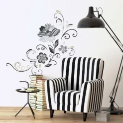 Flower Scroll Peel And Stick Giant Wall Decal Black/White - RoomMates -Roommates Décor Outlet Store GUEST d3052492 7aeb 4552 b01a 56b839430832