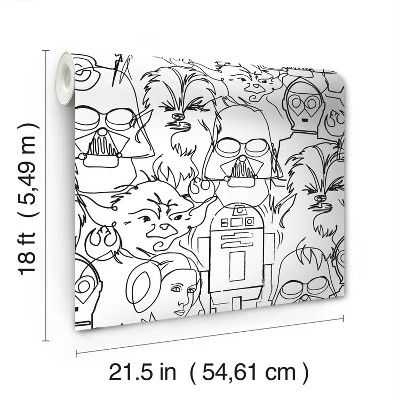 Star Wars Saga Line Sketches Peel And Stick Wallpaper Gray - RoomMates 1 Star Wars Saga Line Sketches Peel And Stick Wallpaper Gray - RoomMates