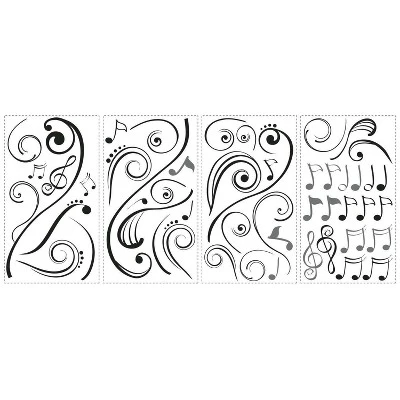 Music Note Scroll Peel And Stick Wall Decal Black - RoomMates 1 Music Note Scroll Peel And Stick Wall Decal Black - RoomMates